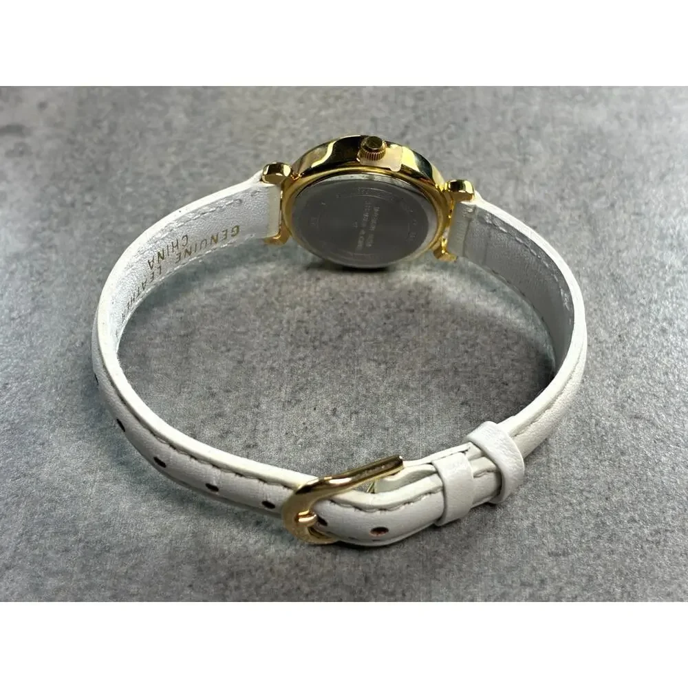 Carriage by Timex Women's Gold Tone Quartz Watch White Dial Strap NOS Working